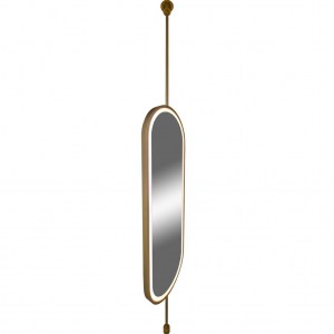 Овальное зеркало - капсула на штанге (палке/опоре) цвет латунь с подсветкой поворотное