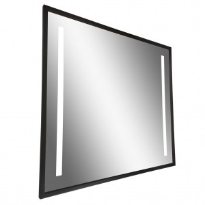 Прямоугольное зеркало с фронтальной подсветкой в 2 полосы в черной раме