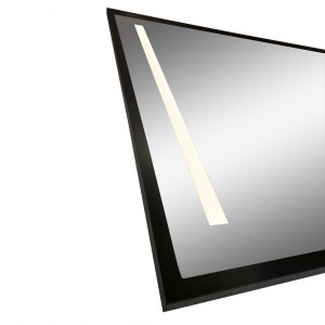 Прямоугольное зеркало с фронтальной подсветкой в 2 полосы в черной раме